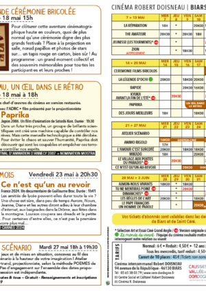 Programme cinéma – 07 mai au 03 juin 2025