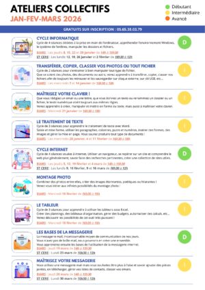 Ateliers multimédia        janvier à mars 2026