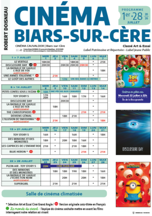 Programme cinéma – 01 au 28 juillet